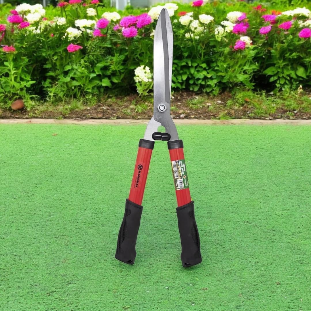 20" Carbon Steel Hedge Shears - Razor Sharp, Rust Resistant Blades - Lightweight Garden Trimmer for Grass, Shrubs, Bushes - Anti-Slip Handles for Easy Cutting