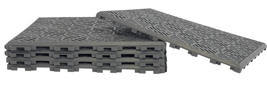 AQS INTERNATIONAL Plastic Garden Path Tiles - Interlocking Decking Tile Anti Slip - Walkaway Floor Tiles, Paving Lawn, Patio, Garden Floor, Outdoor Slap, Durable Waterproof 30cmx30cm (5x Grey)