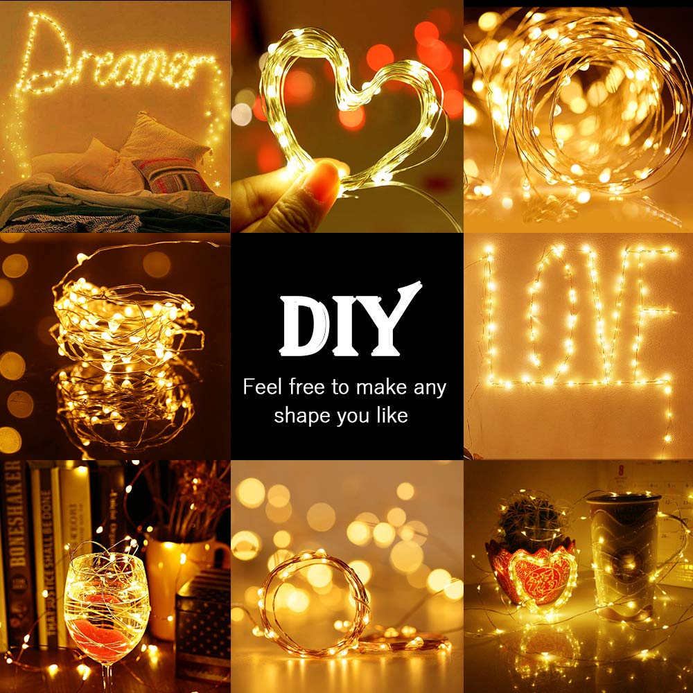 cshare Solar String Lights, 50 LEDs 2 Pack Powered Fairy Lights Outdoor 8 Modes 33 FT Solar Garden Lights,Waterproof for Yard,Pathway,Christmas Tree, Home, Wedding, Party Decorations(Warm White)