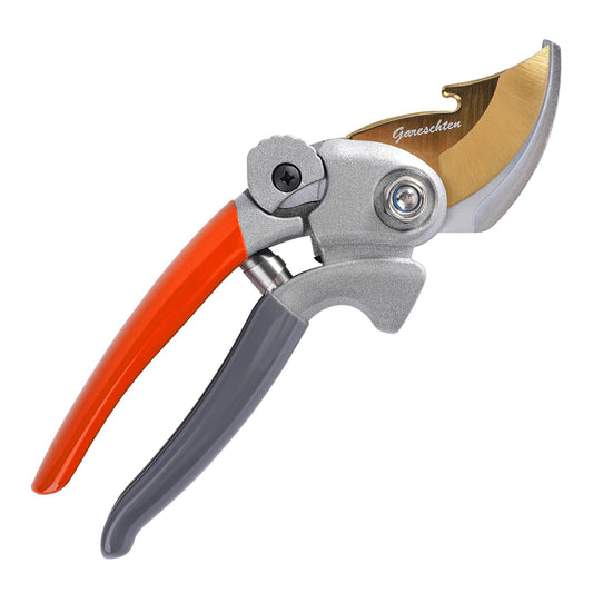 Gareschten 8.3" Garden Secateurs Heavy Duty, Bypass Pruners with Distinctive Safety Lock, Premium Titanium Coated SK5 Blade, Non-Slip Handles, Clean Cut Pruning Shears, Garden Tool