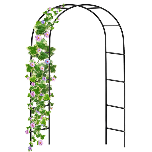Garden Arch Black Metal - Heavy Duty Steel Frame Support Arches for Climbing Plants, Roses, Vegetables, Outdoor Decoration and Archway Decor - Large Size (2M) (1 x Garden Arch)