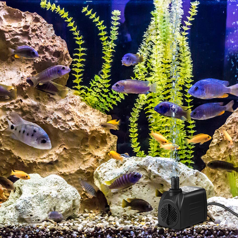 Cadrim Submersible Water Pump, Aquarium Water Pumps 1200L/H 25W Fountain Water Pump with 2 Nozzles for Pet Fountains/Pond/Aquarium/Fish Tank/Statuary/Hydroponics 300Gph