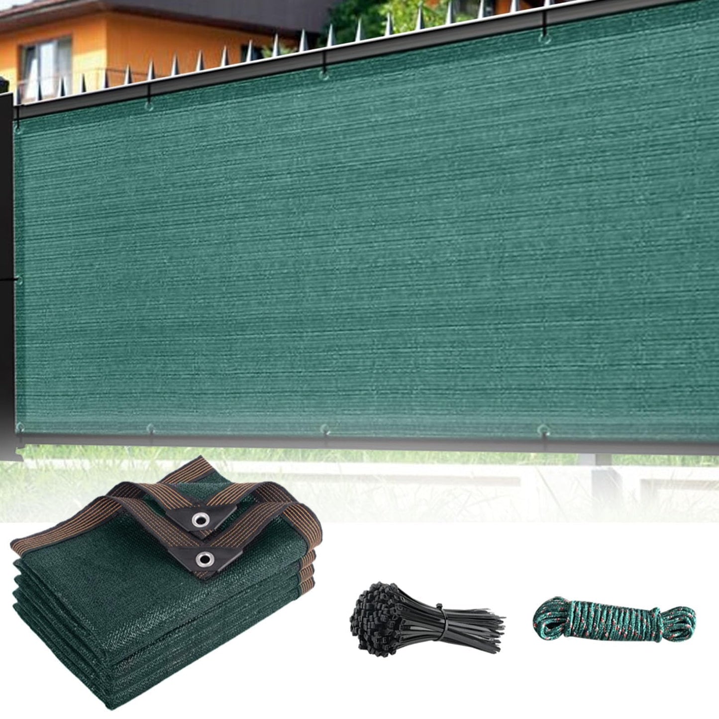 ToKinCen 2mx5m Garden Privacy Netting, Privacy Fence Screening 90% HDPE Outdoor Shading Net, Fence Screening UV-Resistant Tear-Resistant Shading Net with Cable and String