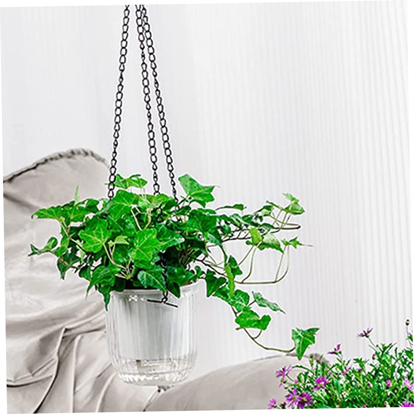 OnIUeZky Hanging Flower Pot Self-Watering Hanging Planter Hanging Baskets for Indoor Outdoor Plants Transparent 2PCS