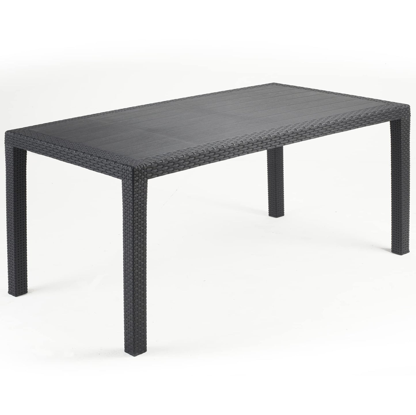 Rectangle Garden Plastic Patio Dining Bench Whether Proof Table Indoor Outdoors (Anthracite)