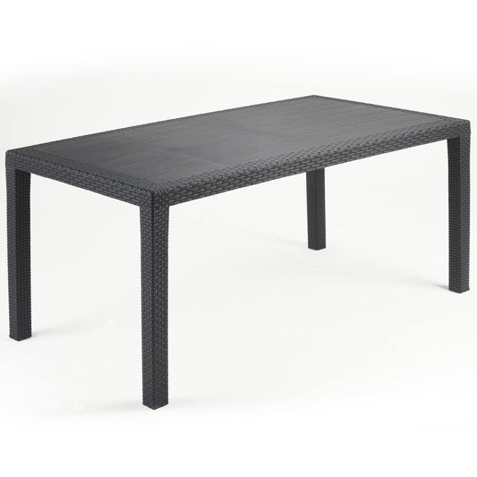 Rectangle Garden Plastic Patio Dining Bench Whether Proof Table Indoor Outdoors (Anthracite)