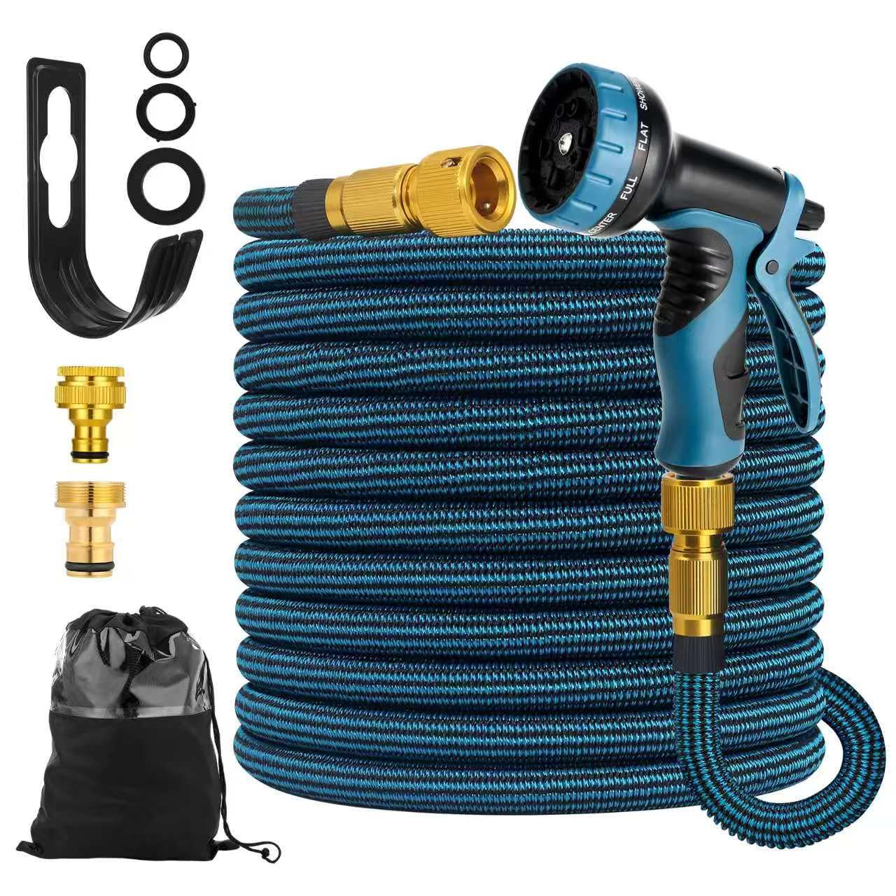 Garden Hose Expandable Garden Hose, Flexible Water Pipe with 10 Type Nozzle, Solid Brass Fittings Leak Proof, Extendable, Lightweight, no Twisting, Garden Watering, Car Washing, Pet Bathing (100FT)