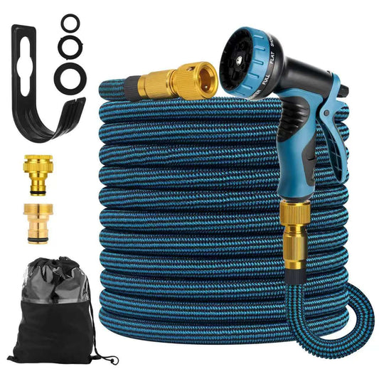 Garden Hose Expandable Garden Hose, Flexible Water Pipe with 10 Type Nozzle, Solid Brass Fittings Leak Proof, Extendable, Lightweight, no Twisting, Garden Watering, Car Washing, Pet Bathing (100FT)