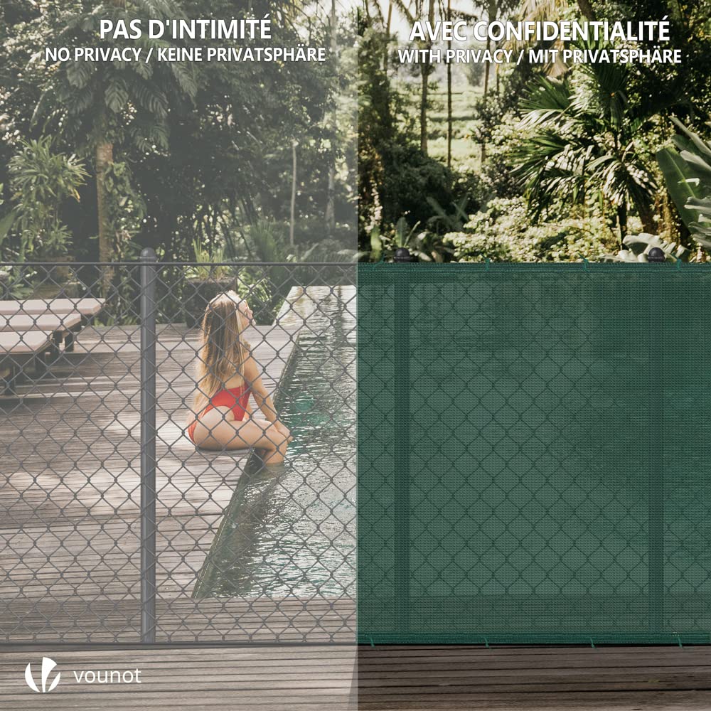 VOUNOT® Privacy Netting 1×10m Garden Screening HDPE Shading Net, 75% Shading Rate UV-resistant, Tear-Resistant Windbreak Fencing with Holes and Cable Ties, Green