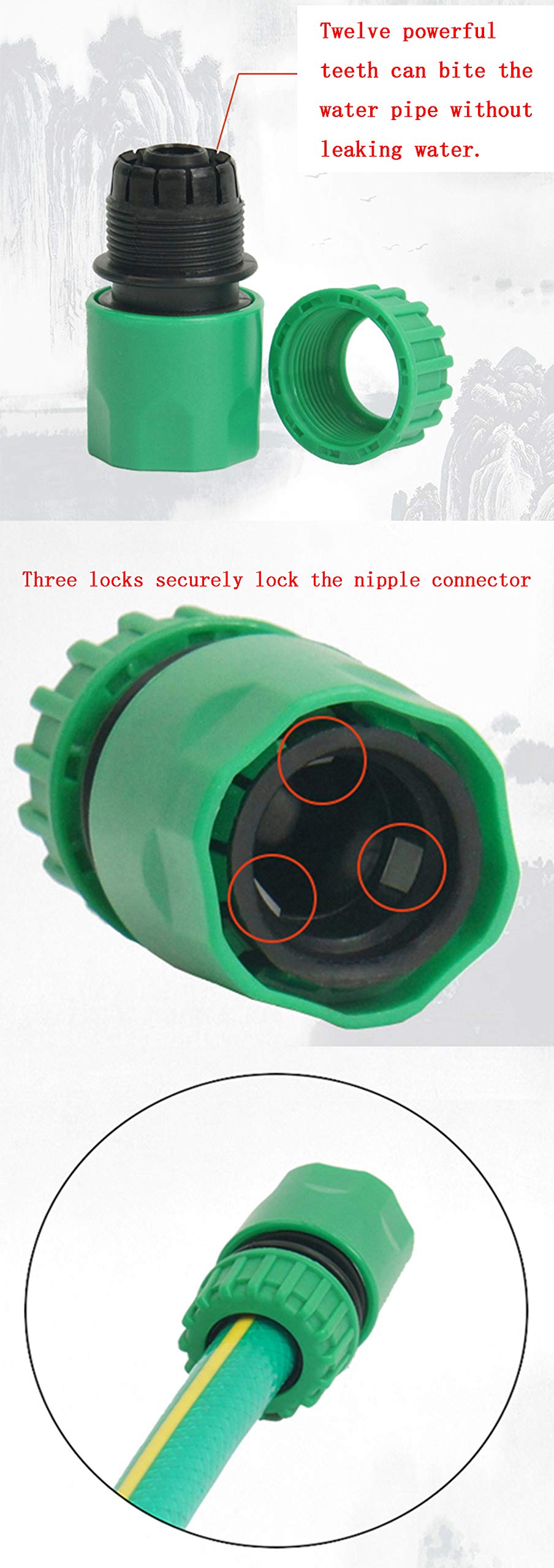 CaLeQi 2PCS Double Male Hose Connectors & 4PCS End Quick Connectors for Hose Pipe fitting 1/2" Plastic Tap Connector