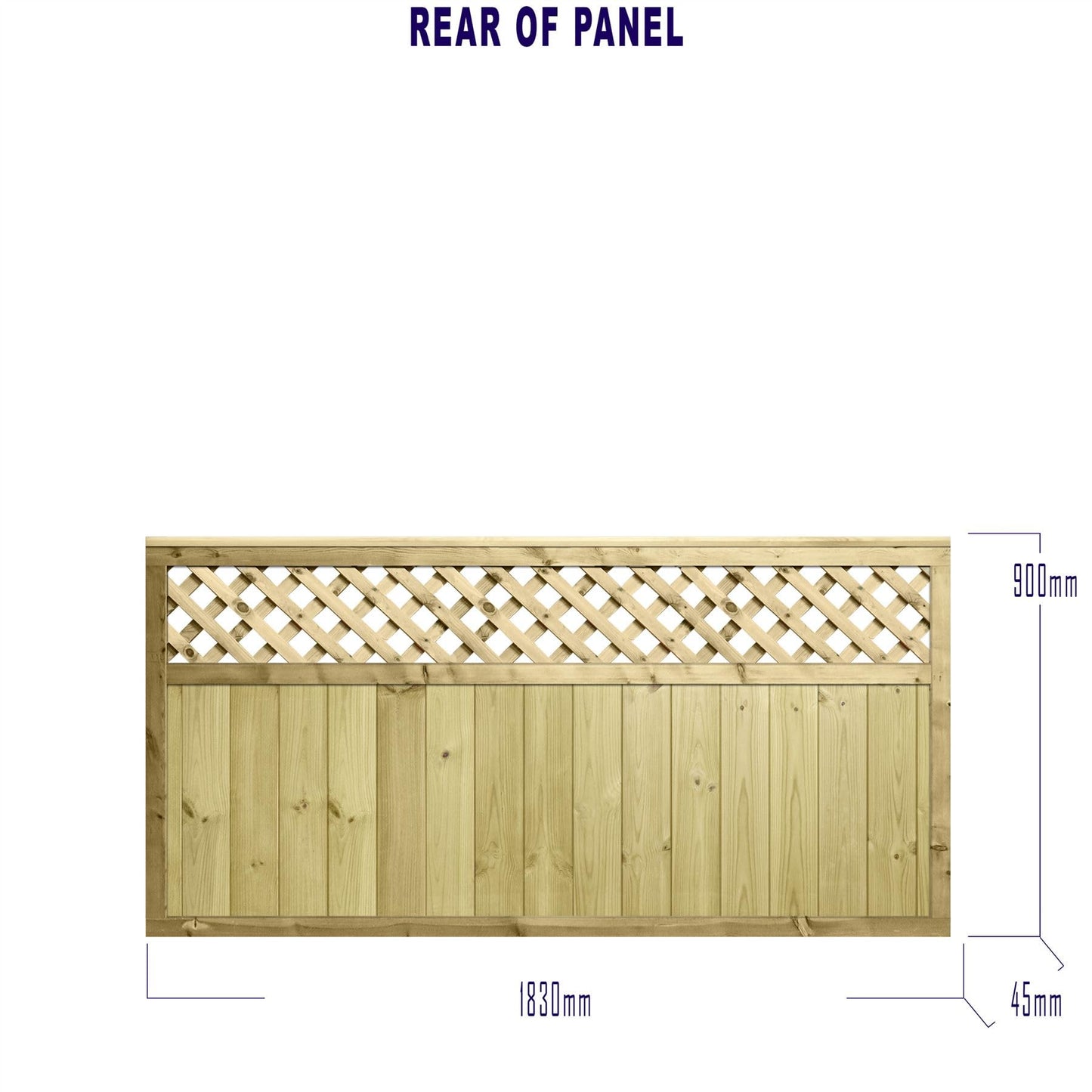 Premier Garden Supplies URBAN Fence Panel with Trellis Top Options & Smooth Tongue & Groove Centre [Width: 6ft (183cm|1830mm) x Height: 3ft (90cm|900mm)] with Premier Diamond Trellis Top