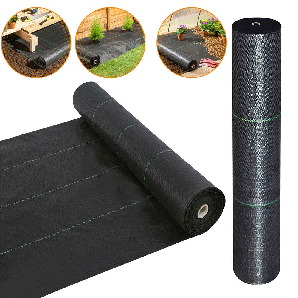 LITA Sheet Woven Weed Control Fabric 2m x 10m - UV Stabilised Black Heavy Duty 125gsm Landscape Ground Cover Membrane, 1 Pack