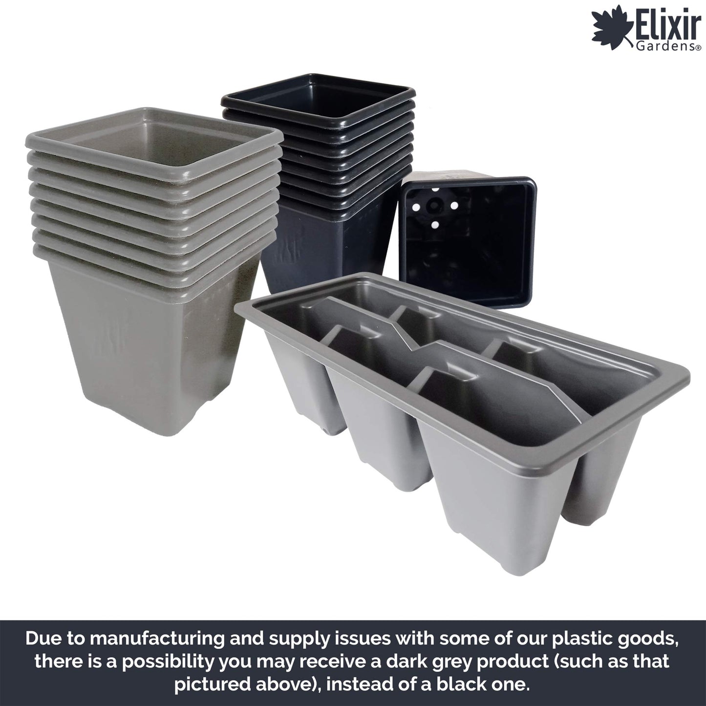 Elixir Gardens ® Square Plant Pot Recycled Plastic Plant Pots | 7cm x 7cm x 7cm | x 100