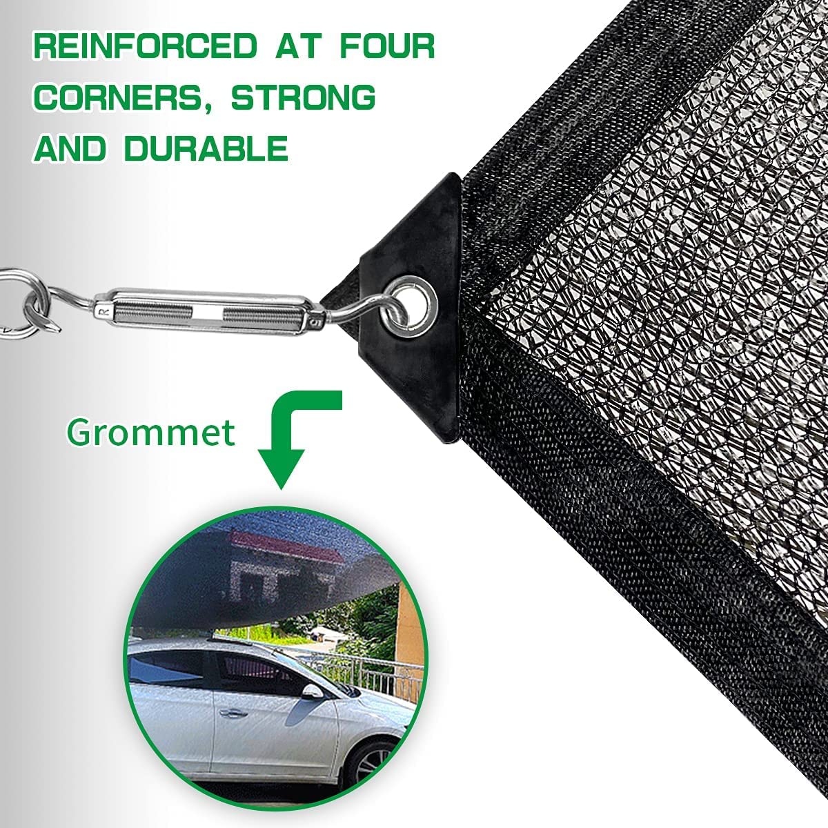 LATERN 40% Shade Cloth with Grommets, 2m x 3m Garden Mesh Shade Tarp HDPE Sun Shade Net UV Resistant Netting for Greenhouse Cover Patio Plant Flower Chicken Coop Carport