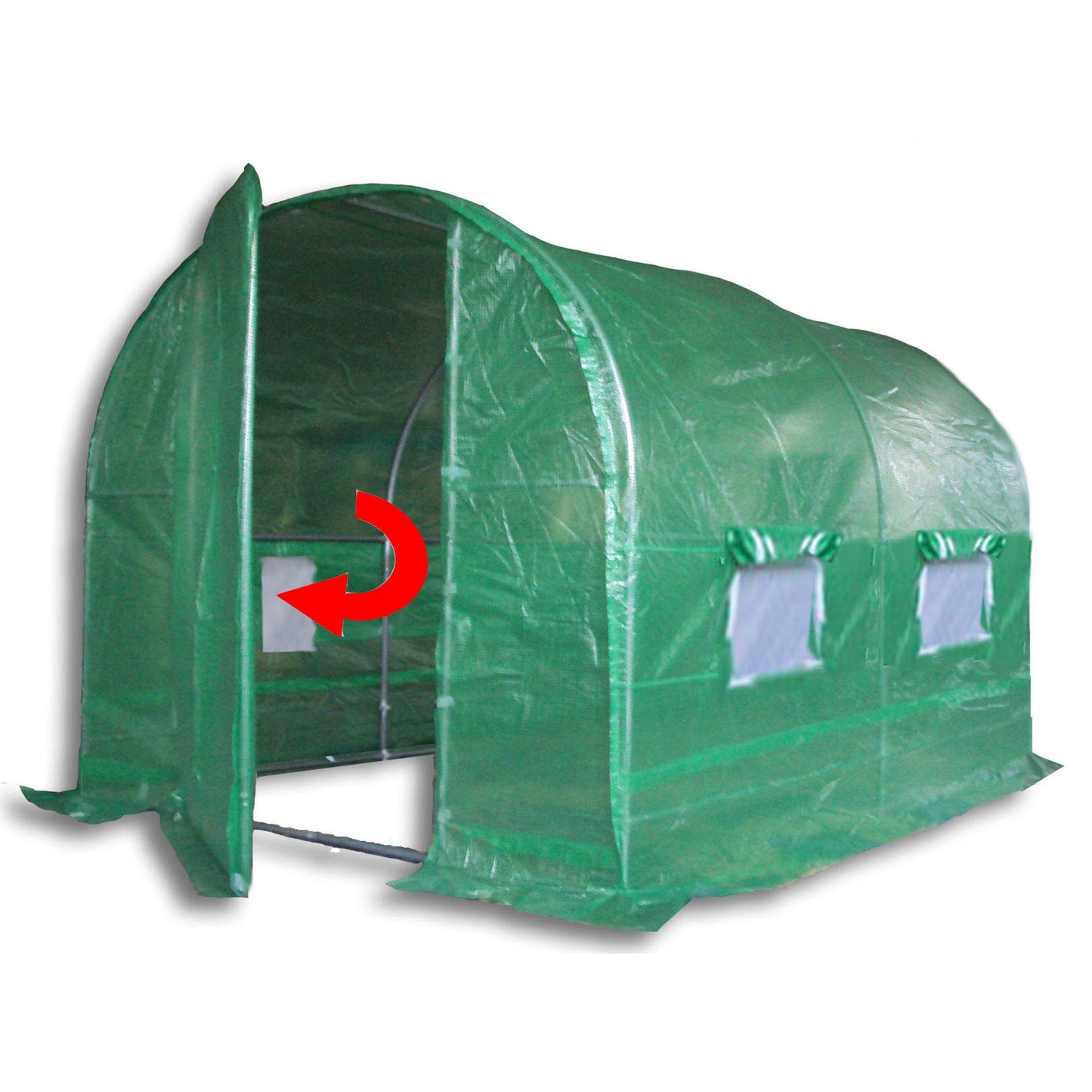 3m x 2m Polytunnel "Strongest In It's Class" a fully Galvanised Structure with more Diagonal & Roof Bracing than all others. Metal Hinged Door | Multi Window