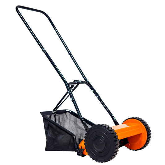 Manual Lawn Mower for Garden - Manual Grass Cutter Machine with 12"/30cm Cutting Width | Cylinder Lawnmower with Roller with 17L Collection Bag | Environmentally Friendly Hand Push Lawn Mowers | eSkde