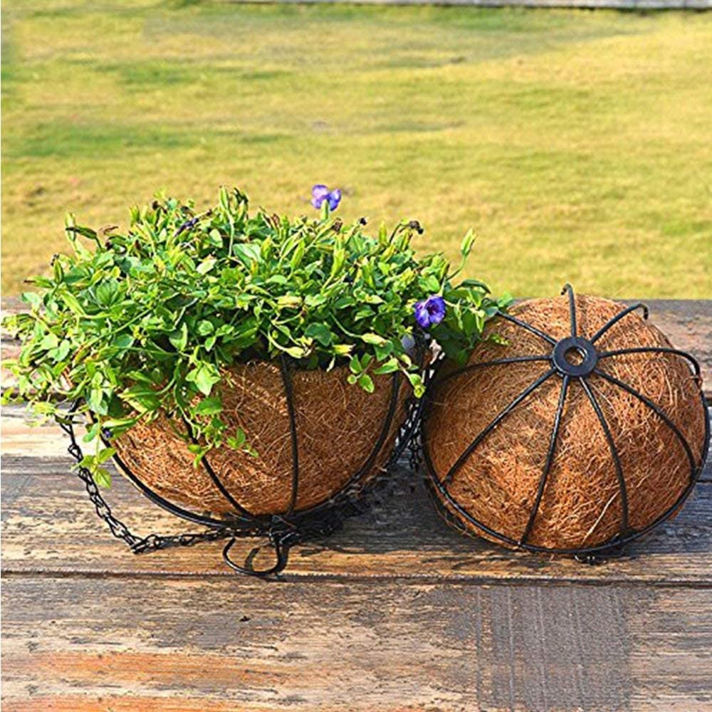 IHONYI Hanging Basket Coconut Palm Flower Basket Moss Hanging Basket Round Plant Holder Porch Decor Hanging Flower Pots Home Garden Decoration Watering Hanging Baskets (2pcs, 12inch/30cm)