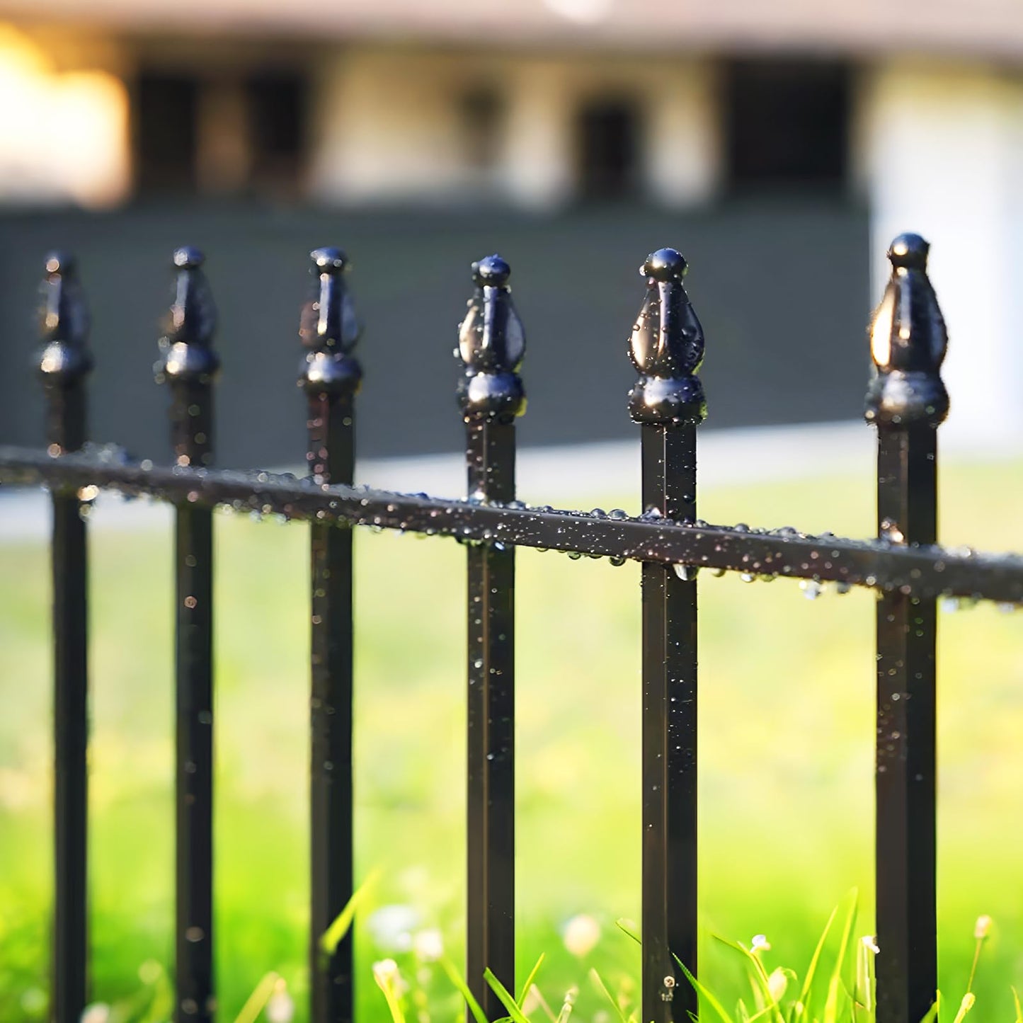 Thealyn Metal Garden Fence Decorative Fence 91cm High x 70cm Wide (5 Panels, Total Length 3.5m) No Dig Fence Border Fence Dog Fence Landscape Fencing for Flower Bed, Yard, Animal Barrier, Black