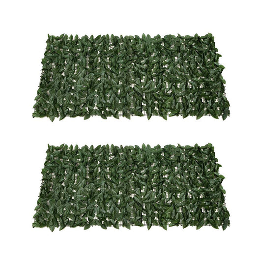 Esoes 2pcs Artificial Hedge Roll, Fence Screening Trellis with Artificial Leaves, Artificial Ivy Privacy Fence, Garden Screening for Balcony Garden Decoration-Dark Green(0.5M*1M)