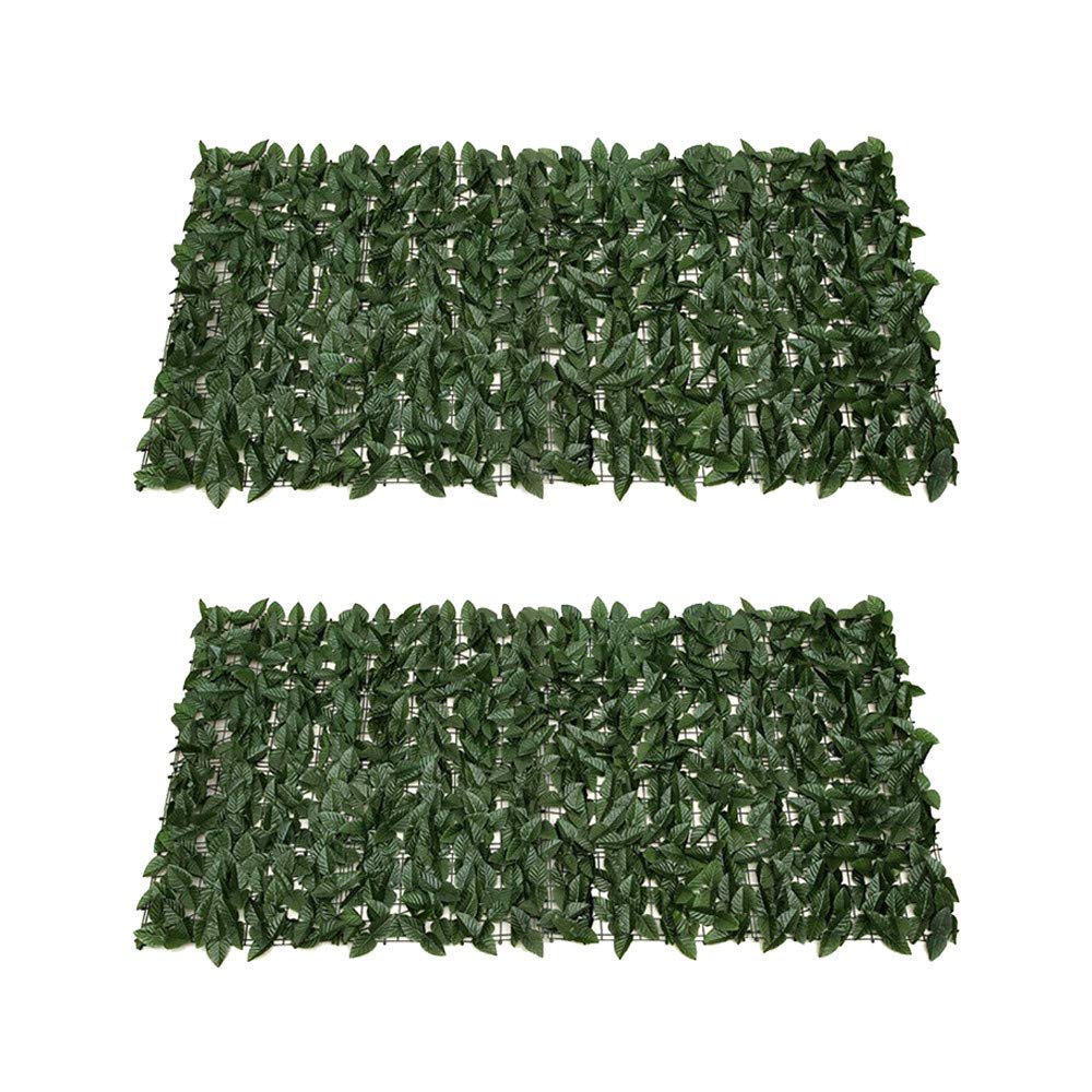 Esoes 2pcs Artificial Hedge Roll, Fence Screening Trellis with Artificial Leaves, Artificial Ivy Privacy Fence, Garden Screening for Balcony Garden Decoration-Dark Green(0.5M*1M)