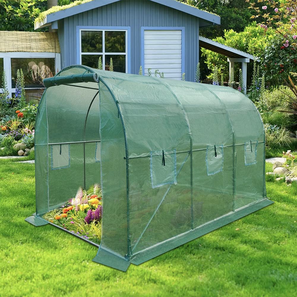 Panana Walk-in Greenhouse Galvanised Frame Polly Tunnel Patio Garden Outdoor Polytunnel 2M/3M/4M/6M (3x2x2m)