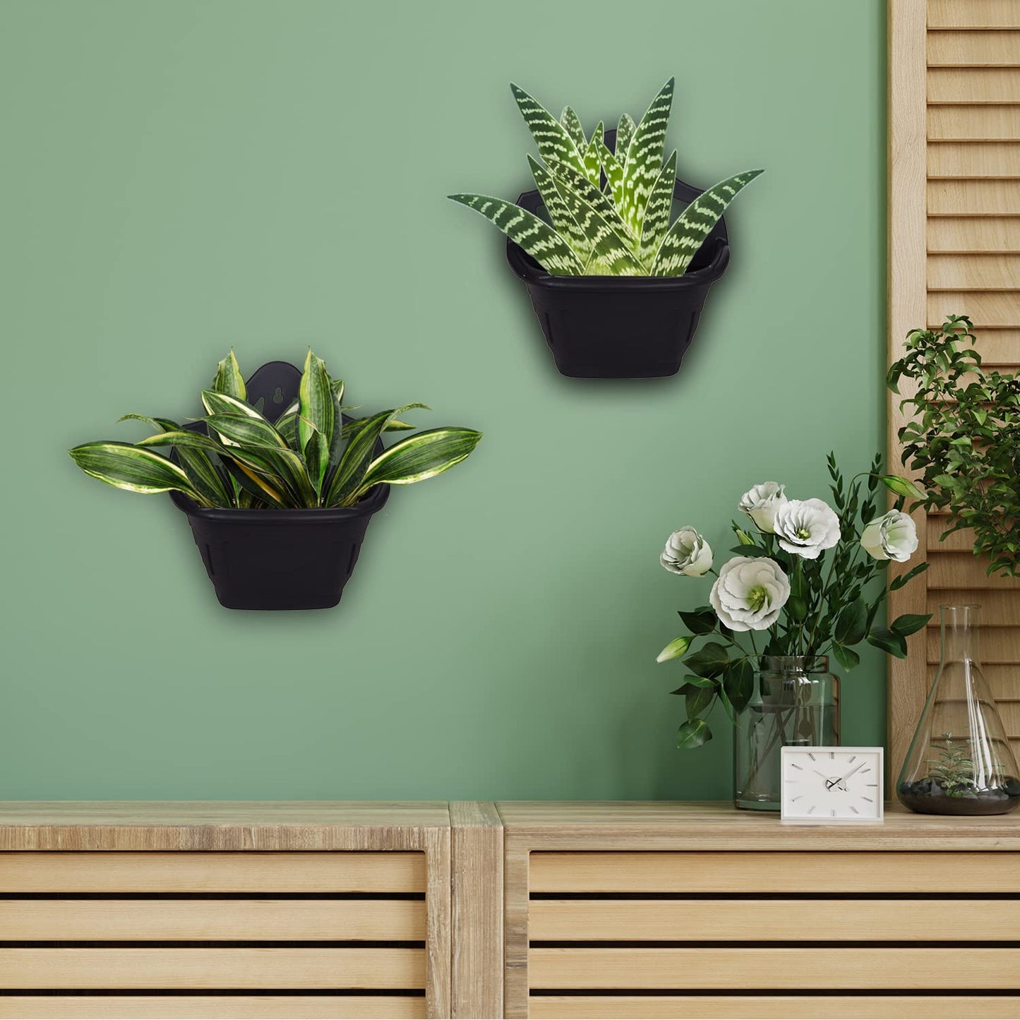 ACCURATE 31cm Venetian Wall Planter | 3Pk Wall Plnater | Ideal for Indoor and outdoor decorative - Black