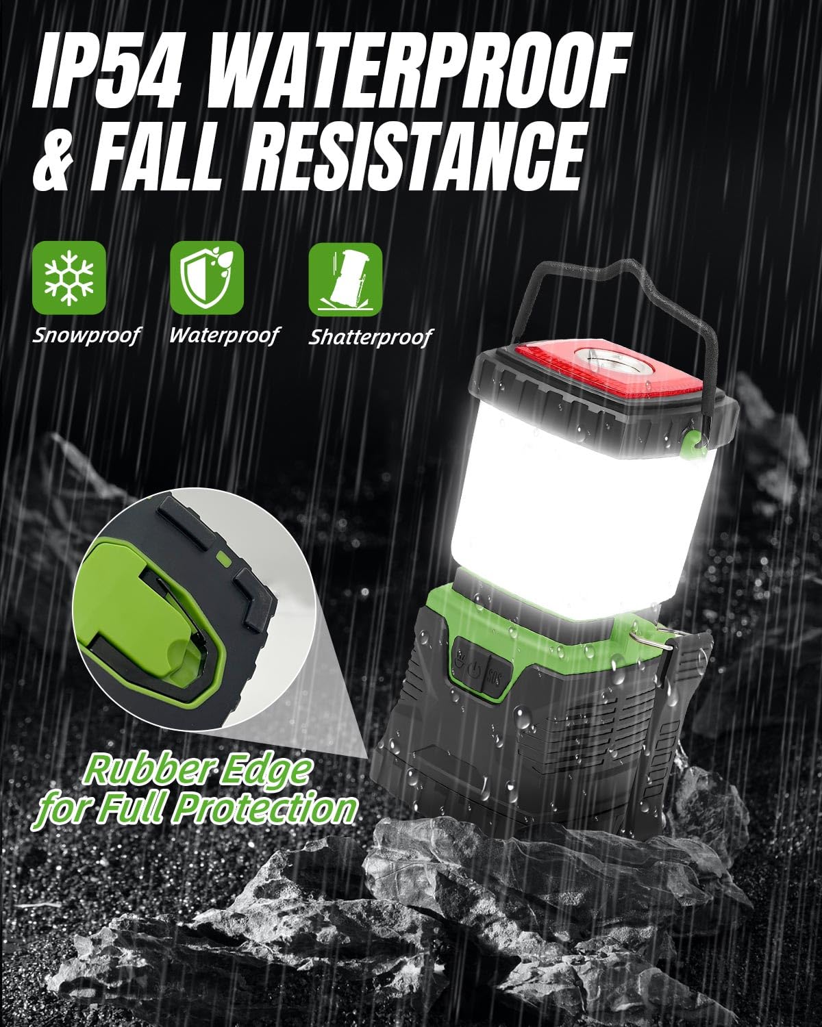 Maxesla 4 in 1 Rechargeable Camping Lantern with Hand Belt, 1600 Lumen LED Camping Lights, 15-20 Hours Long Battery Life, 8 Modes Dimmable Waterproof Tent Light for Camping, Emergency, Hiking, Fishing