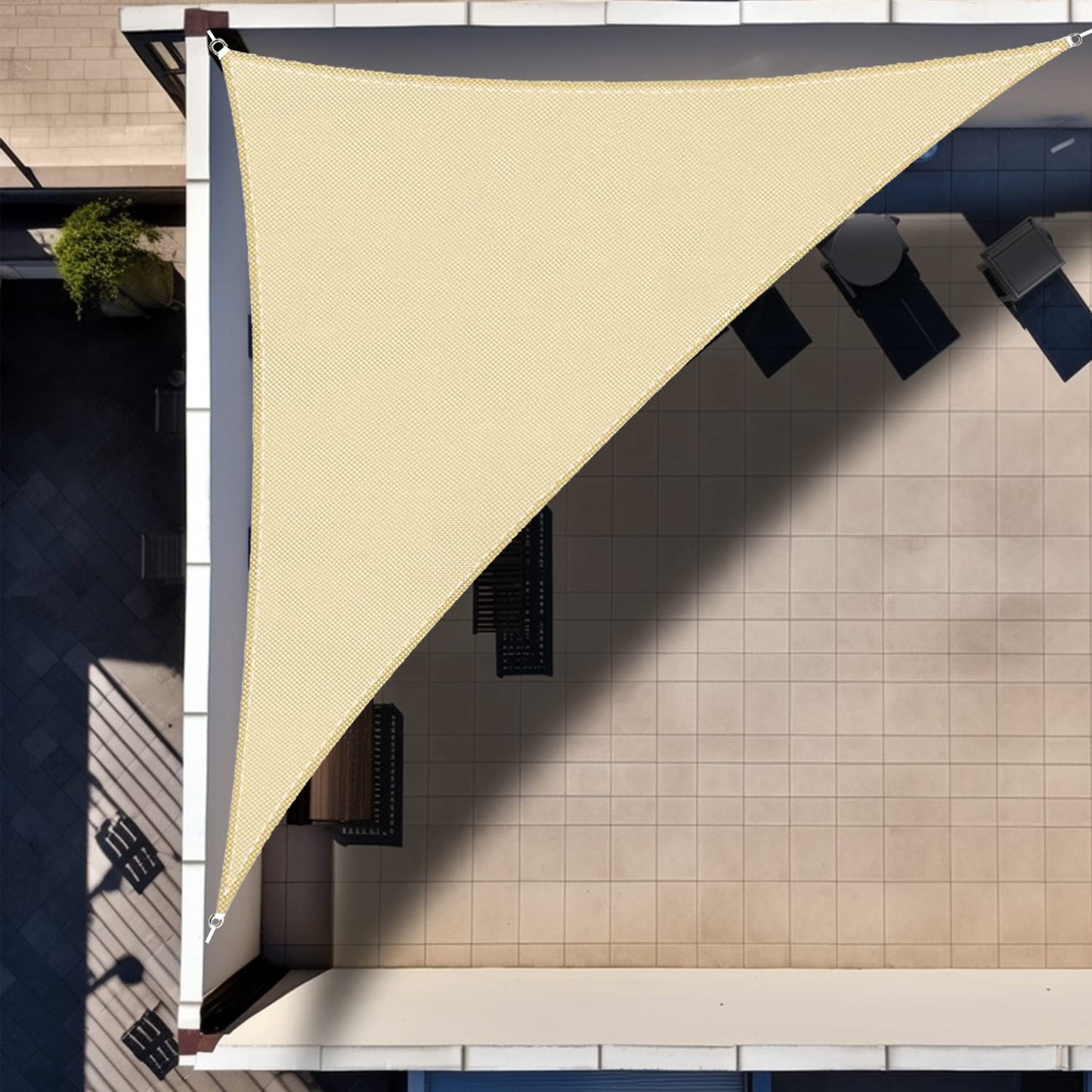 IOAOI Triangle Sun Shade Sail 3m x 4m x 5m Sails Canopy Waterproof Garden Sail Outdoor Awnings for Patios Waterproof with Free Rope - Pale Yellow