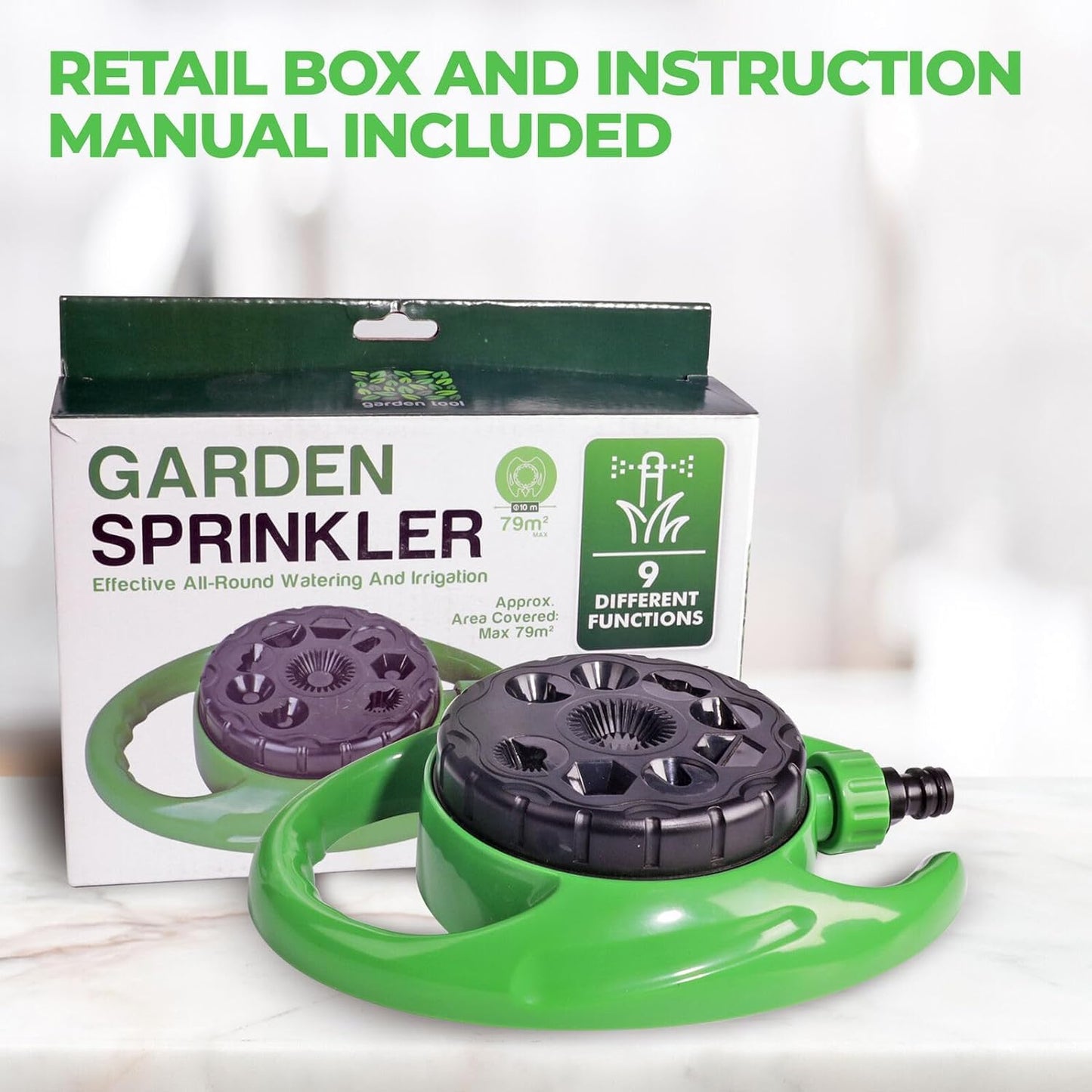 MantraRaj Garden Sprinkler 360° Rotating Sprinkler System 9 Function Watering Lawn Large Coverage Automatic Sprinklers for Lawn Plants Veggies Green Garden Water Sprinkler For Lawn, Gardens, Trees