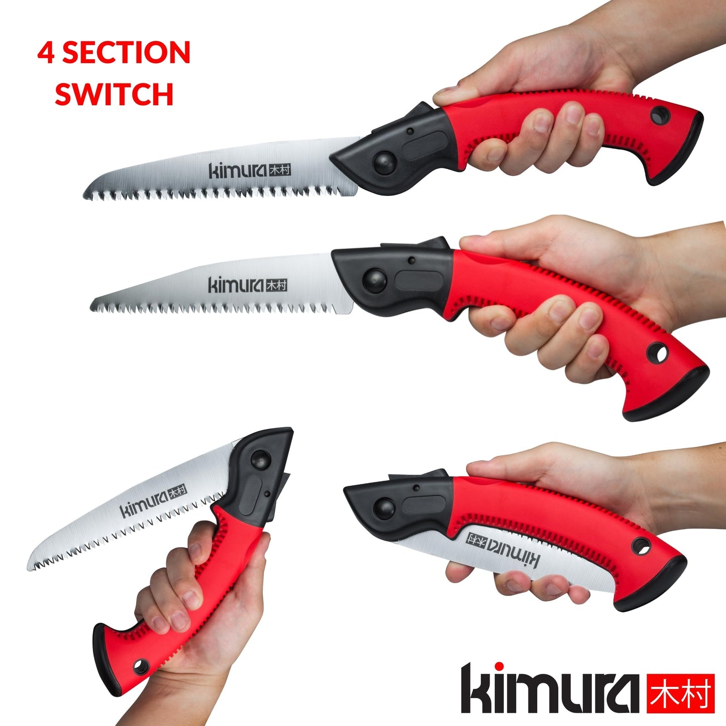 Kimura® Pro Folding Pruning Saw - Heavy Duty Premium Japanese SK5 Steel, Ergonomic Soft Non-Slip Handle, Lightweight Foldable Saw Ideal for Branches, Trimming, Camping, PVC, Hiking, Wood - 410mm
