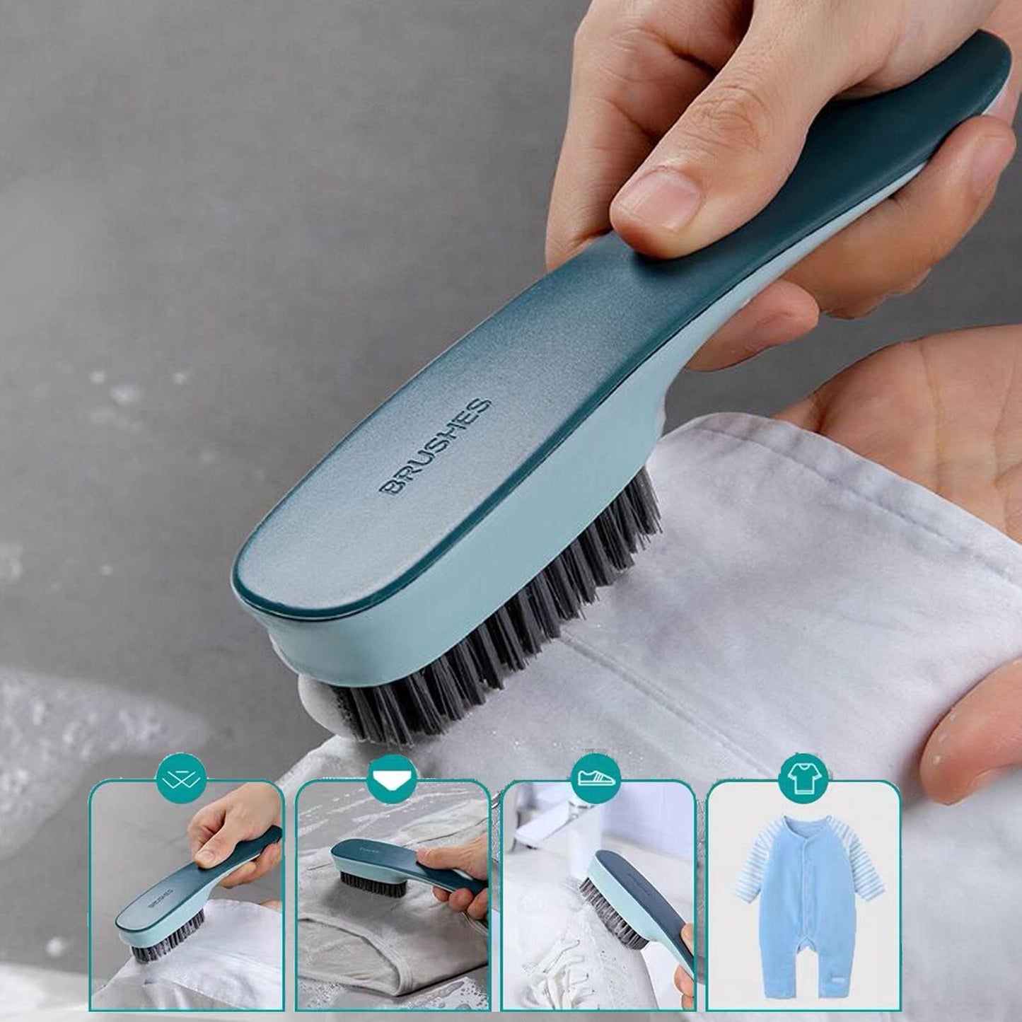 Ganganmax Cleaning Brush Household Small Laundry Brush for Soft Bristle Scrub Clothes Shoe Underwear Fabric Hand Cleaning Brush Pack of 2 Blue