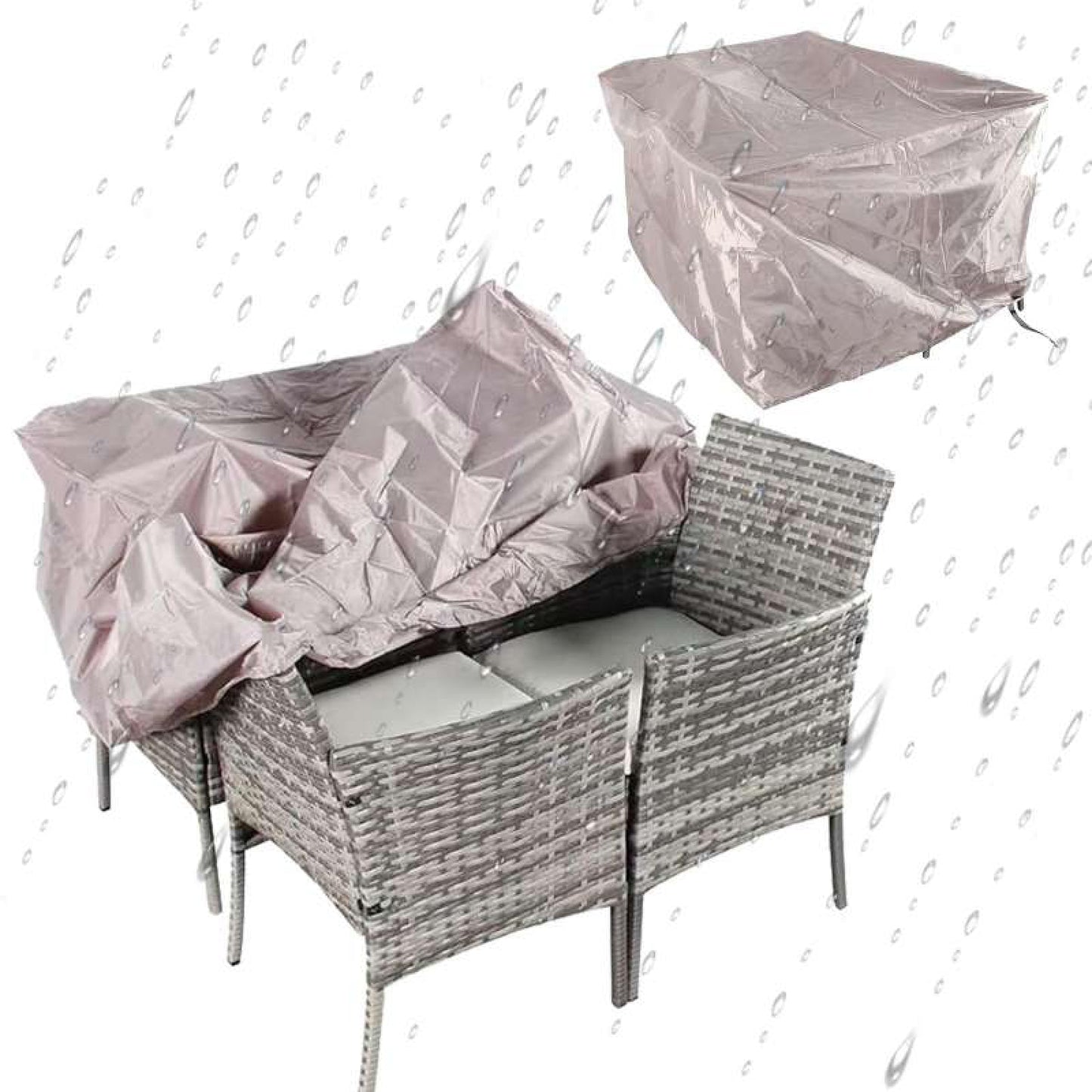 COSMO BUY 4 Piece Rattan Garden Furniture Set Outdoor Patio Sofa, table and chairs garden table Ideal for Pool Side, Balcony, Outdoor and indoor Conservatory Patio Set (Grey with Rain Cover)