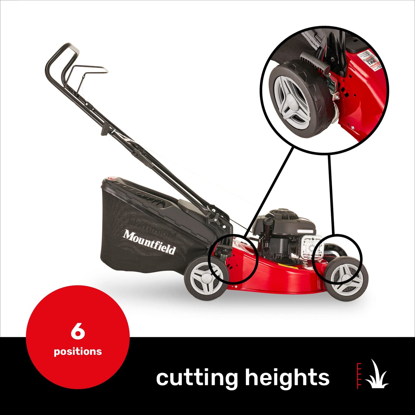 Mountfield Hand-Propelled Lawn Mower, Model HP185, Red and Grey, Article ‎2L0481043/MC