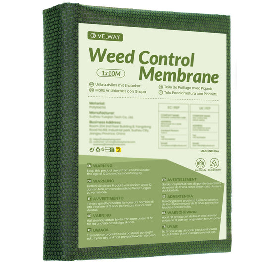 Velway Weed Control Membrane 1x10M - Biodegradable Non-Woven Weed Barrier Fabric Landscaping Ground Cover Weed Suppressant Membrane for Patios Garden Flower Beds