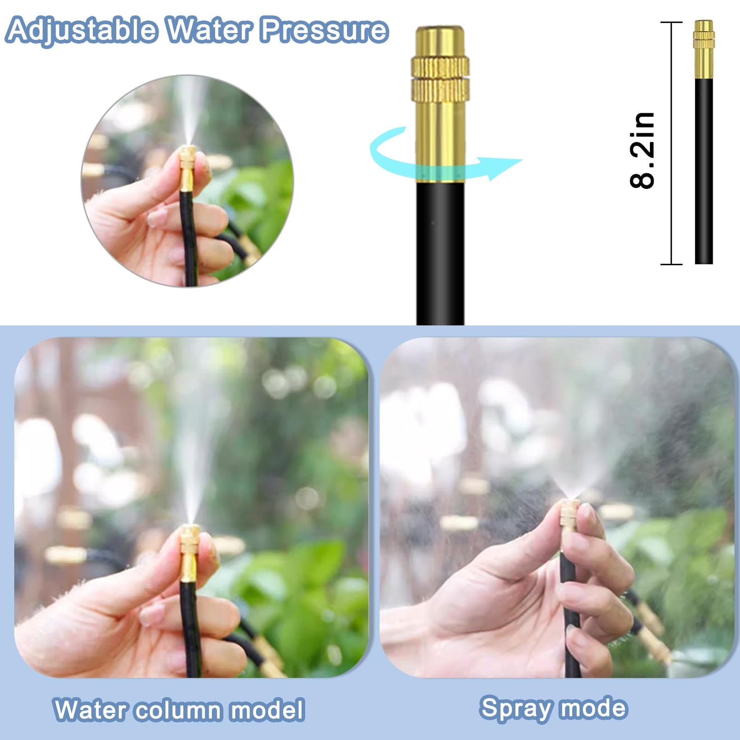 Suyeah 49.21Ft Drip Irrigation Kit Automatic Drip Irrigation System, 360° Bendable Garden Irrigation System, Garden Watering System Adjustable Bendable Nozzle Copper Sprayer System for Garden