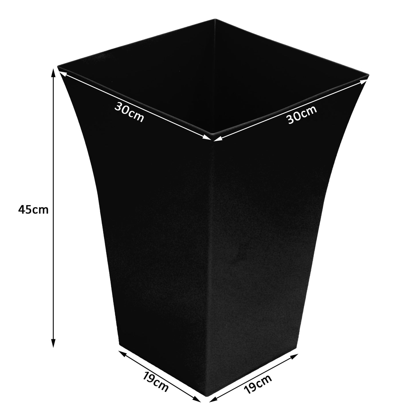 CrazyGadget® Large Milano Tall Planter Square Plastic Garden Flower Plant Pot Gloss Finish (1, Black)