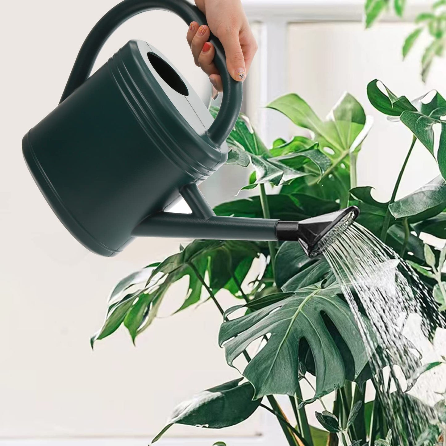 ZOOFOX Green 1 Gallon Plastic Watering Can with Detachable Sprinkler Head for Indoor, Outdoor, and Garden Plants