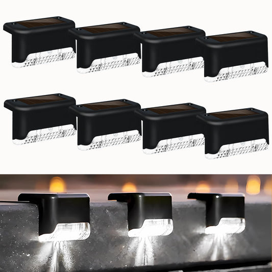 8 Pack Solar Deck Lights Outdoor, LED Solar Powered Decking Lights Waterproof Solar Step Lights Outdoor for Deck, Stair, Step, Railing, Fence, Wall, Patio, Garden (White Light)