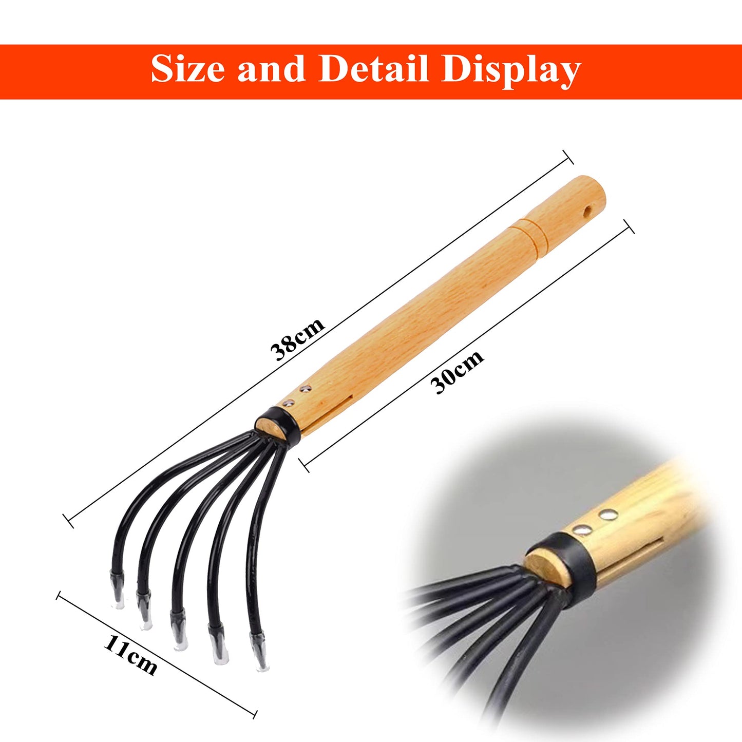 SHANFEEK Garden Rake Claw Landscape Dethatcher Thatching Rake for Digging Clam Shell Defoliation Weed Remover Tool Hoe Hand Tool for Garden Loose Soil-Aooka
