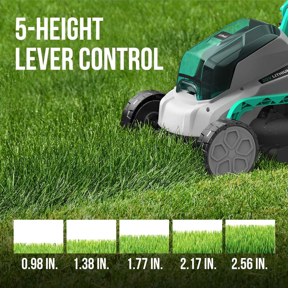 Litheli Cordless Lawn Mower 13 Inch, 5 Heights, 20V Electric Lawn Mowers for Garden, Yard and Farm, with Brushless Motor, 4.0Ah Battery & Charger Included