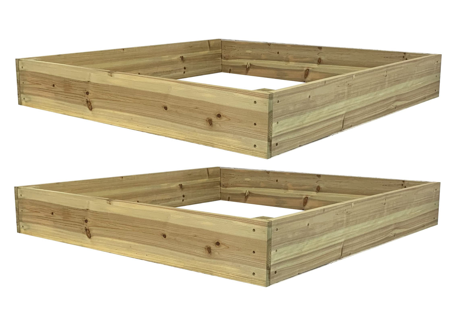 Set of 2 Wooden Raised Vegetable Beds (122cm x 18cm) Outdoor, Natural