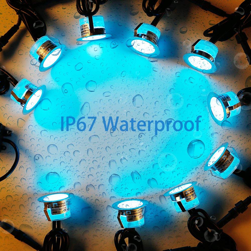 INDARUN RGBW WiFi Led Decking Lights Waterproof IP67 Ø31MM 12V - Led Plinth Light Kits for Terrace/Patio/Path/Garden/Decoration, 20 Packs
