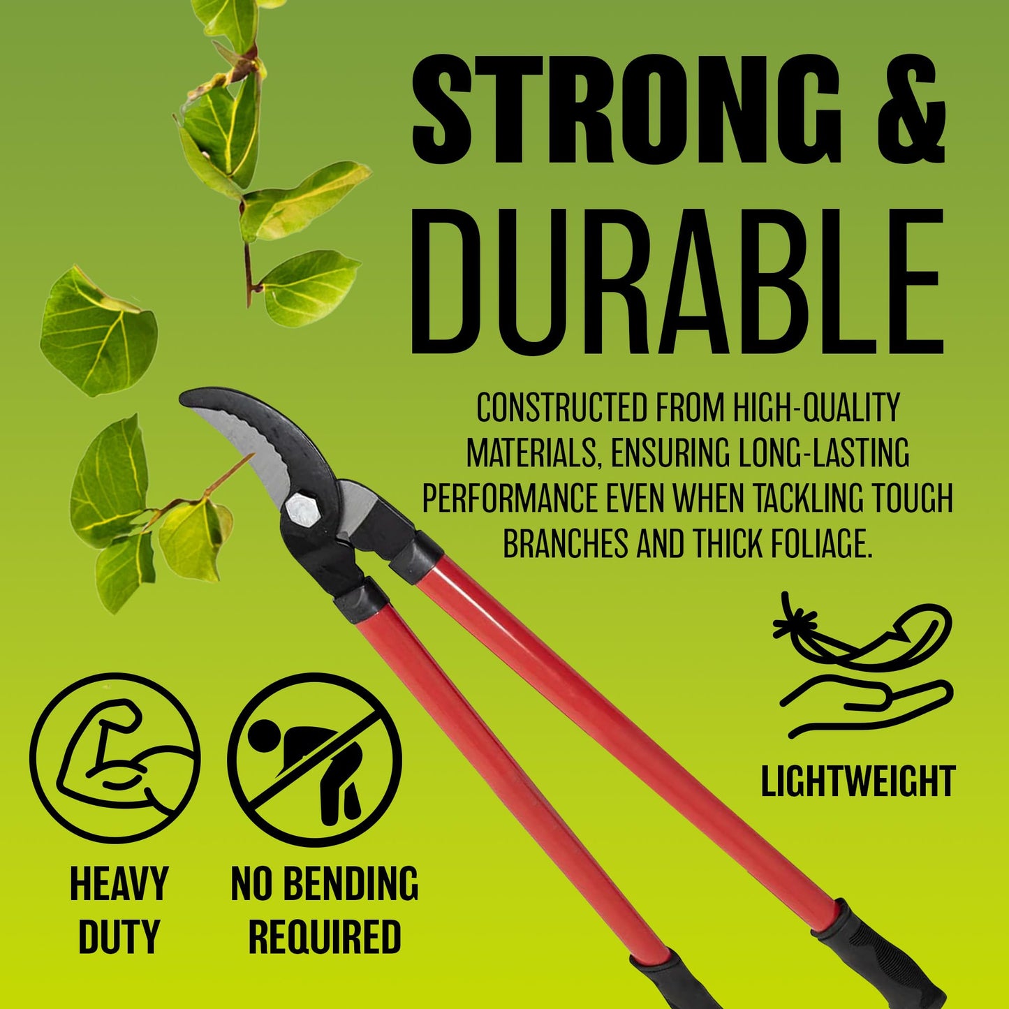 24" Long Handle Lopper - Extend Garden Tree Trimmer Branch Bypass Pruner Cutter Secateur | Easy Effortless Cut Sharp Blade for Precise Gardening | Durable & Long Lasting