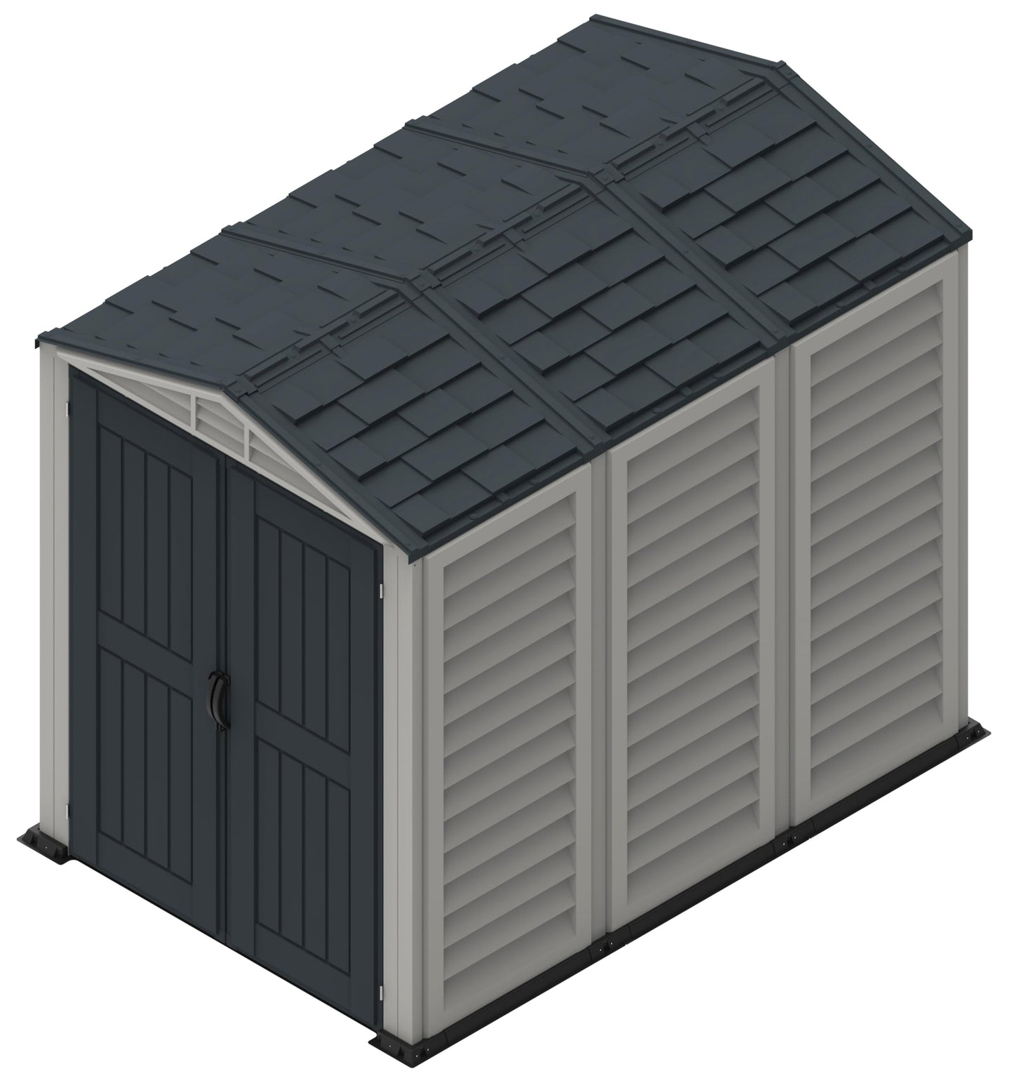 Duramax YardMate PLUS 5 x 8 (4.28 m2) Plastic Garden Shed with Heavy-Duty Plastic Floor, Strong Metal Roof Structure, Fire Retardant & Maintenance-Free Storage Shed, Dark Grey & Adobe