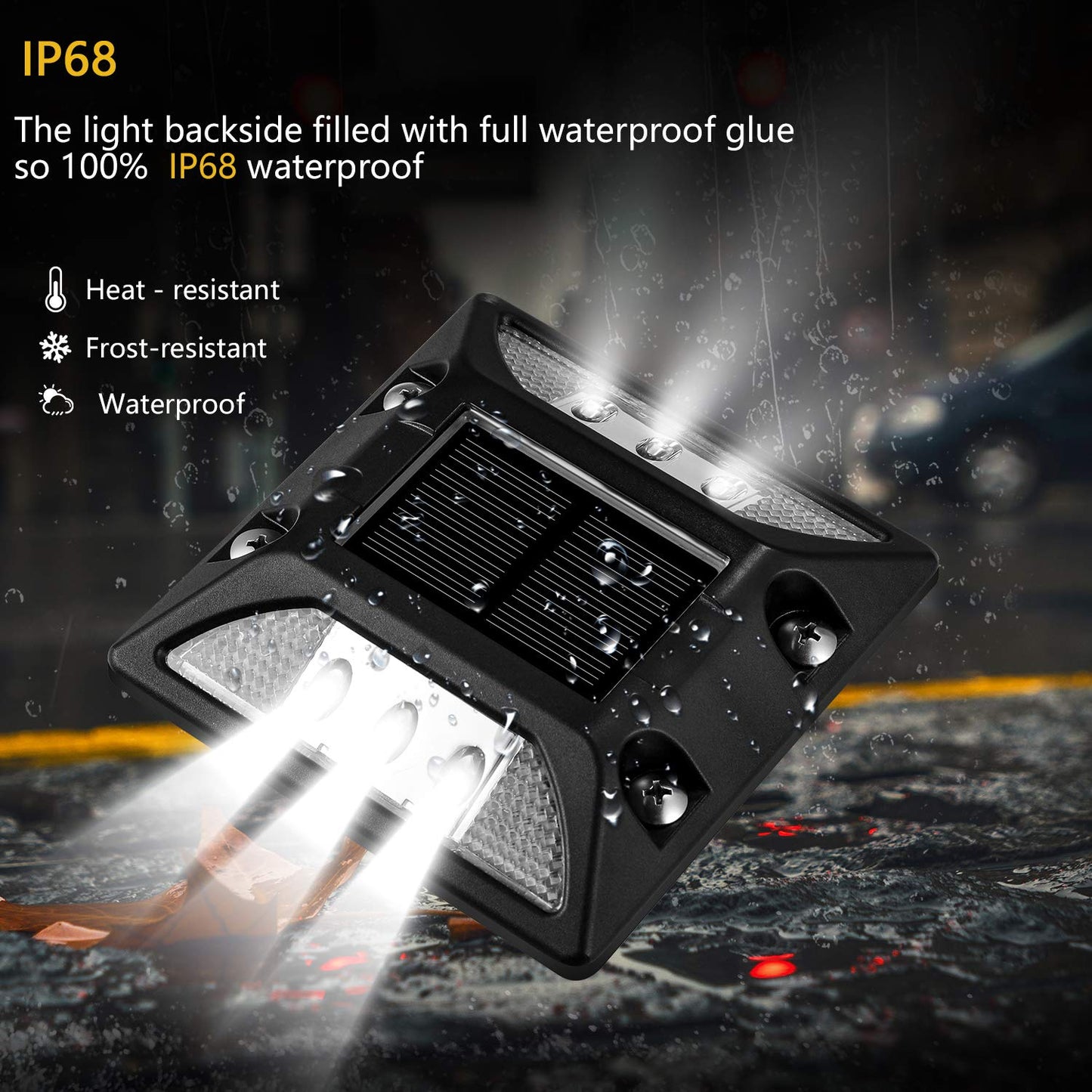 KMASHI Solar Deck Lights Outdoor, Driveway Dock LED Lights,Solar Powered Waterproof Road Markers for Step Sidewalk Stair Garden Ground Pathway Yard （4pack