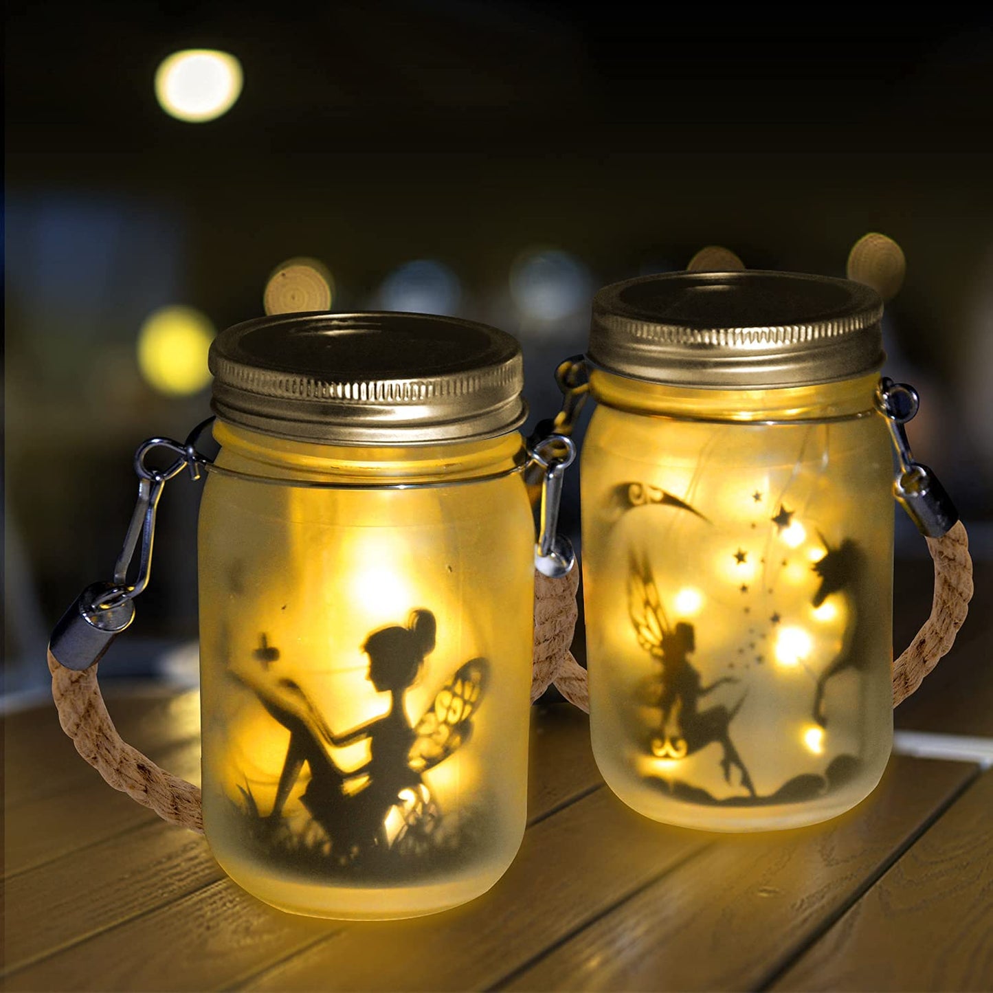 Ecoastal Solar Lights Outdoor Garden Ornaments,Fairy Mason Jar Lantern Decorative LED Light,Waterproof Patio Hanging Lamp Backyard Pathway Lighting,Christmas Birthday Gift for Her