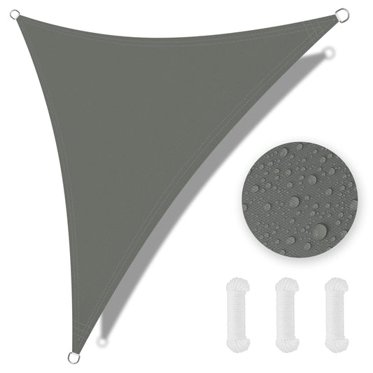 OFFCUP Sun Shade Sail, 2x2x2m Awning Canopy, 160gsm Waterproof Shade Sail Garden Sun Sail Patio Canopy 95% UV Block with Free Rope, for Outdoors, Garden, Patio, Yard, Party (Grey)
