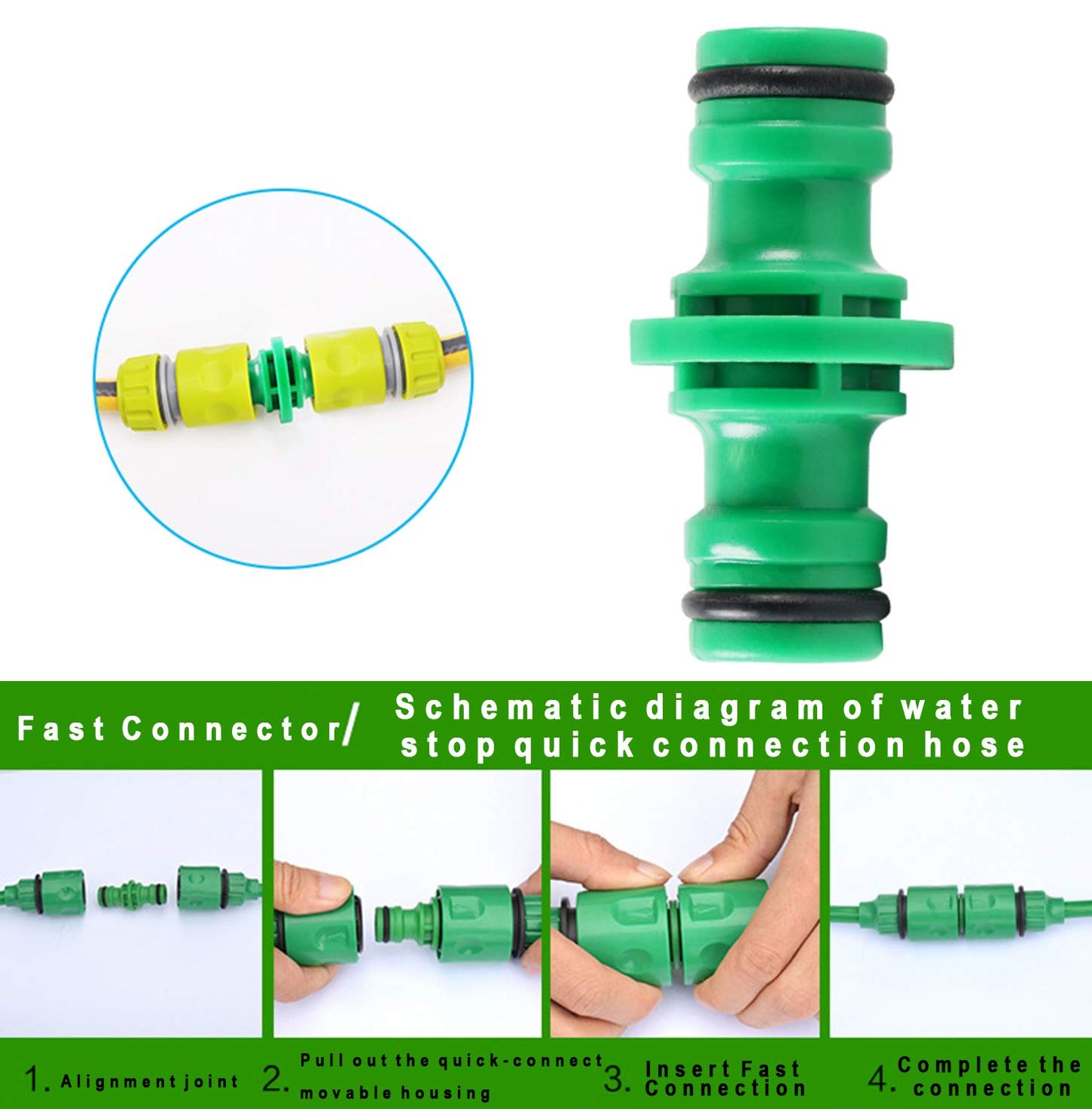 CaLeQi 2PCS Double Male Hose Connectors & 4PCS End Quick Connectors for Hose Pipe fitting 1/2" Plastic Tap Connector
