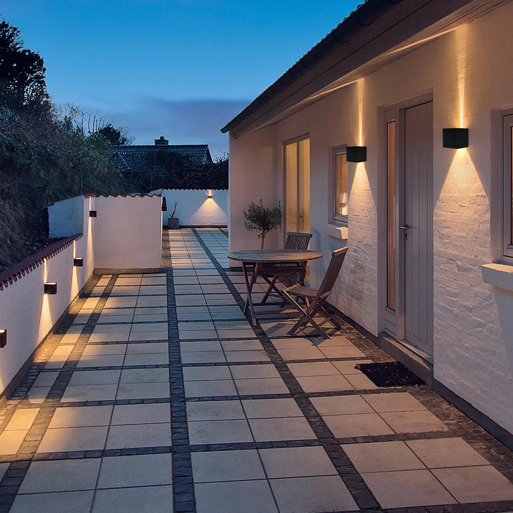 ZHMA Wall Lights 3000K Warm White Light Modern LED Outside Lights 2pack,12W Metal Cover IP65 Waterproof Adjustable Beam Aluminum Black Outdoor Lights for Side Door,Living Room,Bedroom,Garage