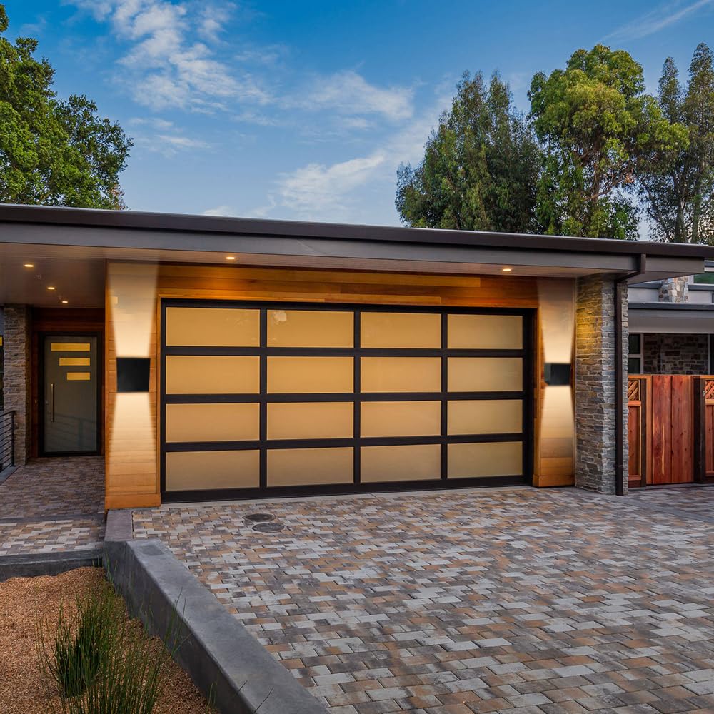 ZHMA Wall Lights 3000K Warm White Light Modern LED Outside Lights 2pack,12W Metal Cover IP65 Waterproof Adjustable Beam Aluminum Black Outdoor Lights for Side Door,Living Room,Bedroom,Garage